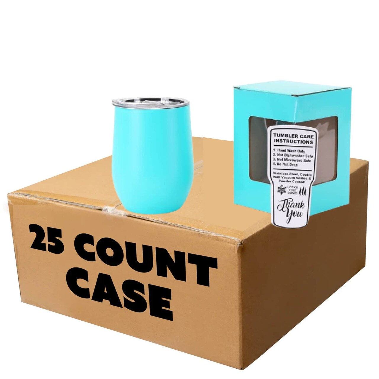 Makerflo 12 oz Powder Coated Wine Tumbler with Leak-Proof Clear Lid, Ideal for Craft and Personalization (Laser Engraving, UV DTF, Epoxy, and Vinyl)